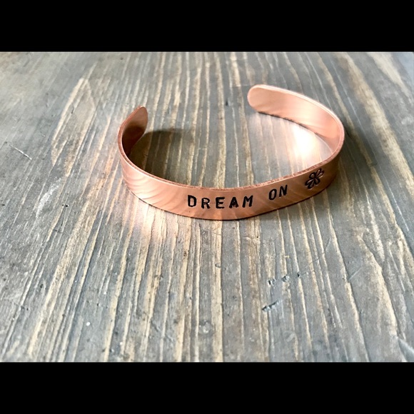 Hand stamped adjustable metal cuff bracelet - Picture 3 of 3
